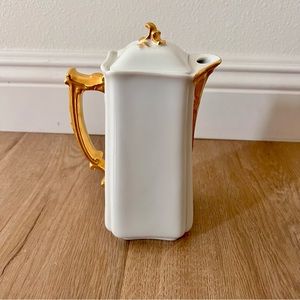 RARE H&C Limoges France‎ Hand Painted Golden Clover Chocolate Coffee Tea Pot Vtg
